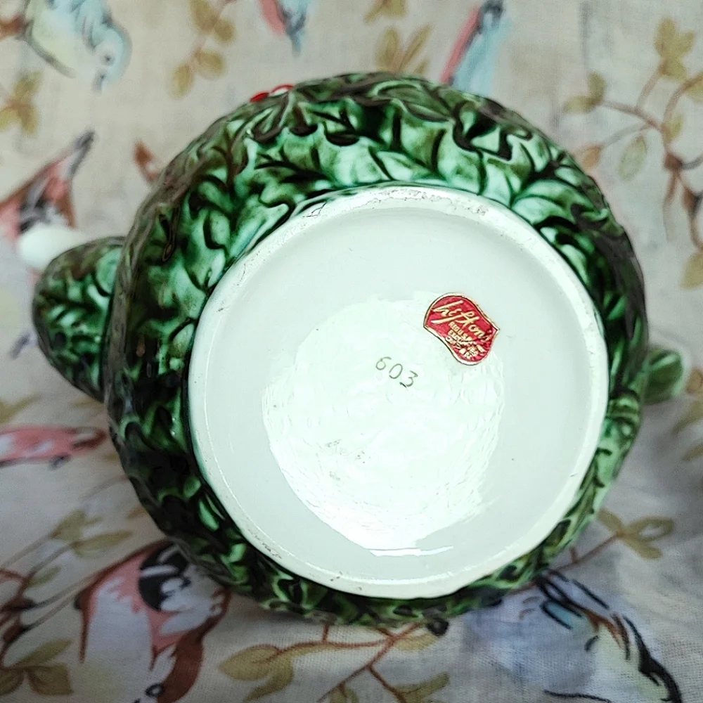 Teapot Christmas Rose By Lefton Vintage Coffee Pot Server Carafe Holiday FLAWS - Picture 13 of 14